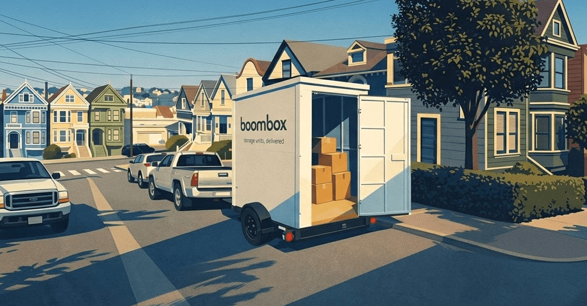 Boombox storage facility with containers