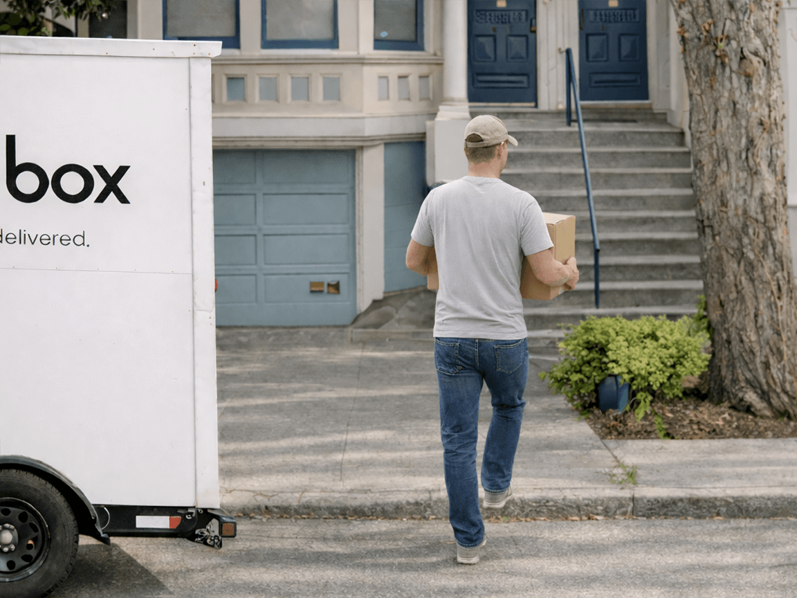 Boombox storage unit being delivered back to customer location